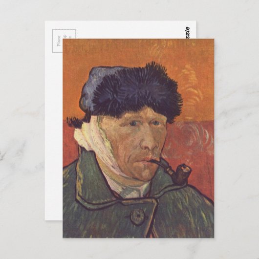 Vincent Van Gogh - Selbstportrait mit verbanntem O Postkarte (Vorne/Hinten)