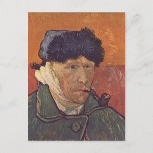 Vincent Van Gogh - Selbstportrait mit verbanntem O Postkarte (Vorderseite)
