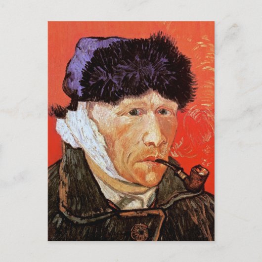 Vincent Van Gogh - Selbstportrait mit verbanntem O Postkarte (Vorderseite)