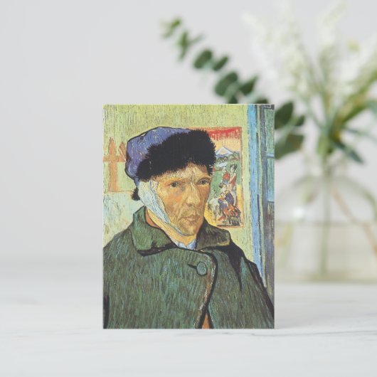 Vincent van Gogh - Selbstportrait mit verbanntem O Postkarte (Stehend Vorderseite)