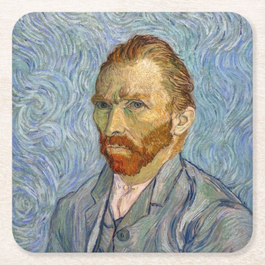 Vincent Van Gogh - Selbstportrait Rechteckiger Pappuntersetzer (Vorderseite)