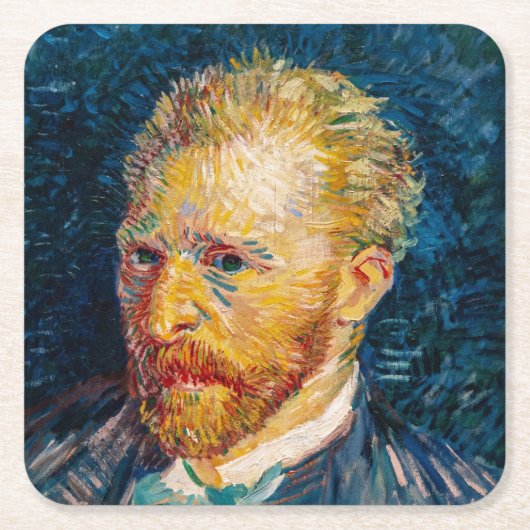 Vincent Van Gogh - Selbstportrait Rechteckiger Pappuntersetzer (Vorderseite)