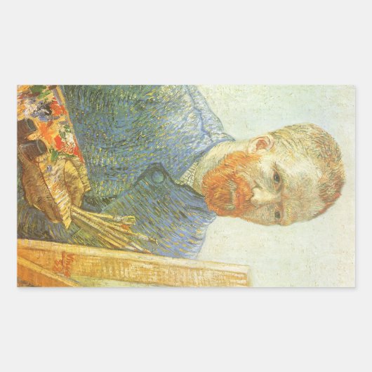 Vincent van Gogh - Selbstportrait vor Easel Rechteckiger Aufkleber (Vorderseite)