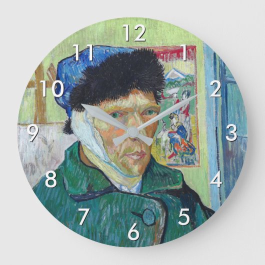 Vincent van Gogh - Selbstporträt mit bandagiertem Große Wanduhr (Vorderseite)