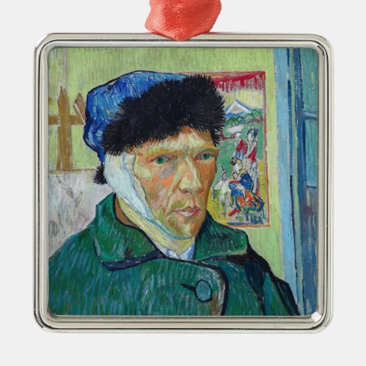 Vincent van Gogh - Selbstporträt mit bandagiertem  Ornament Aus Metall (Vorne)