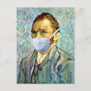 Vincent Van Gogh Selbstporträt mit Maske Spoof Postkarte