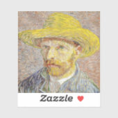 Vincent van Gogh - Selbstporträt mit Strohhut Aufkleber (Blatt)