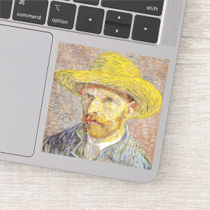 Vincent van Gogh - Selbstporträt mit Strohhut Aufkleber