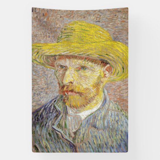 Vincent van Gogh - Selbstporträt mit Strohhut Banner (Vertikal)