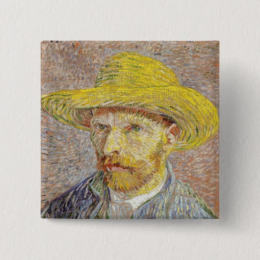 Vincent van Gogh - Selbstporträt mit Strohhut Button (Vorderseite)