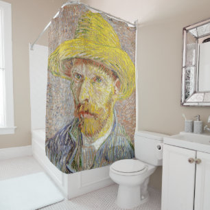 Vincent van Gogh - Selbstporträt mit Strohhut Duschvorhang