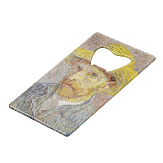 Vincent van Gogh - Selbstporträt mit Strohhut Geldbeutel Flaschenöffner (Vorderseite Schrägansicht)