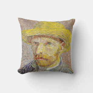 Vincent van Gogh - Selbstporträt mit Strohhut Kissen