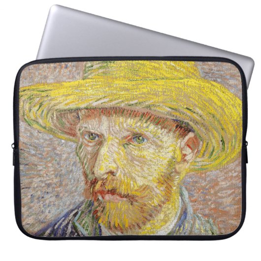 Vincent van Gogh - Selbstporträt mit Strohhut Laptopschutzhülle (Vorderseite)