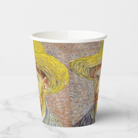 Vincent van Gogh - Selbstporträt mit Strohhut Pappbecher (Links)