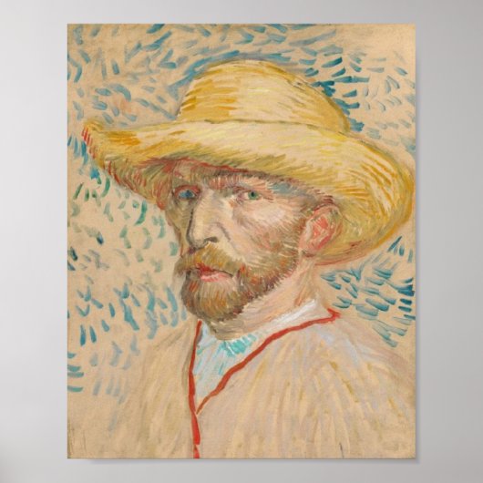 Vincent van Gogh Selbstporträt mit Strohhut Poster (Vorne)