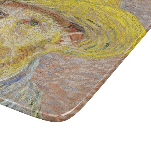 Vincent van Gogh - Selbstporträt mit Strohhut Schneidebrett (Ecke)
