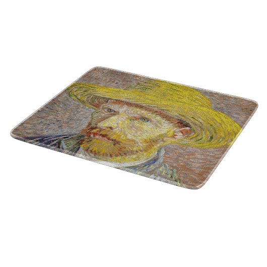 Vincent van Gogh - Selbstporträt mit Strohhut Schneidebrett (Ecke)