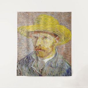 Vincent van Gogh - Selbstporträt mit Strohhut Wandteppich