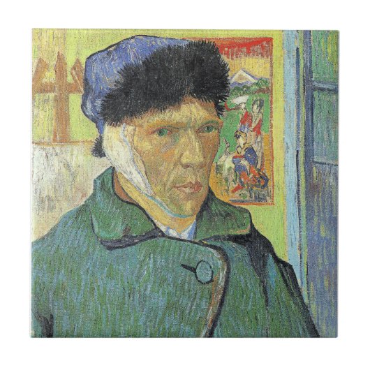 Vincent van Gogh, Selbstporträt mit verbanntem Ohr Fliese (Vorderseite)