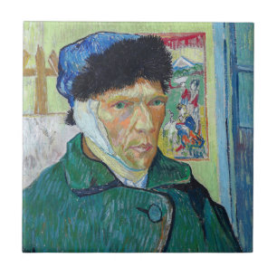 Vincent van Gogh - Selbstporträt mit verbundenem O Fliese