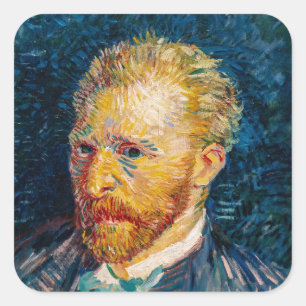 Vincent Van Gogh - Selbstporträt Quadratischer Aufkleber