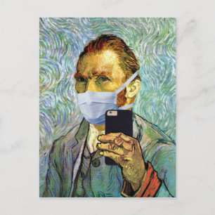Vincent Van Gogh Selbstporträt Selfie mit Maske Postkarte