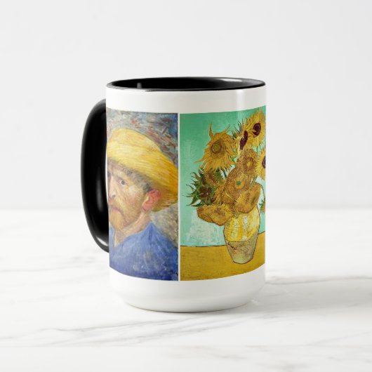 Vincent Van Gogh - Selbstporträt & Sonnenblumen Ta Tasse (Vorderseite Links)