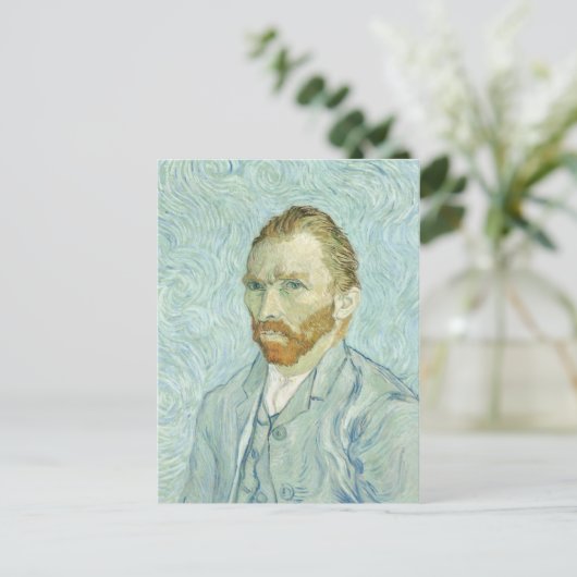 Vincent Van Gogh Self-Portrait 1889 Blaue Malerei Postkarte (Stehend Vorderseite)