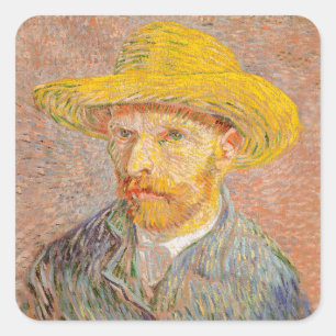 Vincent Van Gogh Self Portrait impressionistisch F Quadratischer Aufkleber