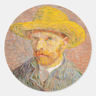 Vincent Van Gogh Self Portrait impressionistisch F Runder Aufkleber