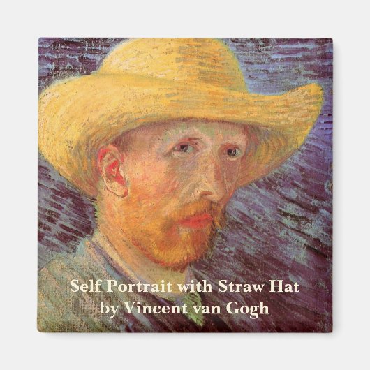 Vincent van Gogh Self Portrait mit Strohhut Magnet (Vorne)