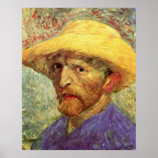 Vincent van Gogh Self Portrait mit Strohhut Poster (Vorne)