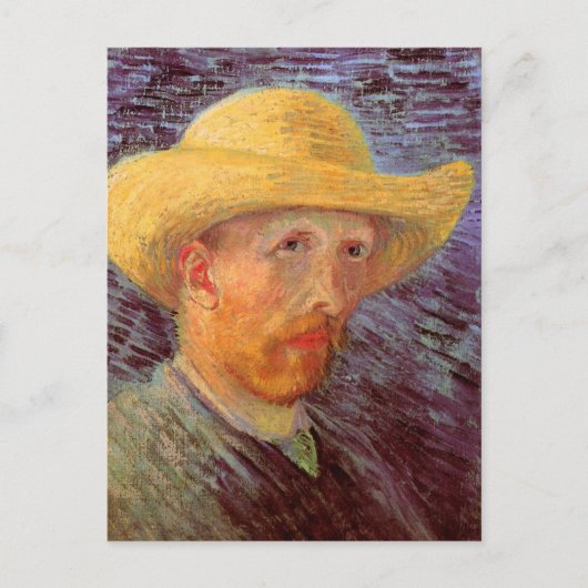 Vincent van Gogh Self Portrait mit Strohhut Postkarte (Vorderseite)