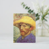 Vincent van Gogh Self Portrait mit Strohhut Postkarte (Stehend Vorderseite)