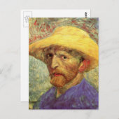 Vincent van Gogh Self Portrait mit Strohhut Postkarte (Vorne/Hinten)