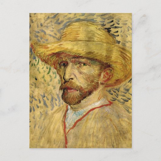 Vincent van Gogh Self Portrait mit Strohhut Postkarte (Vorderseite)