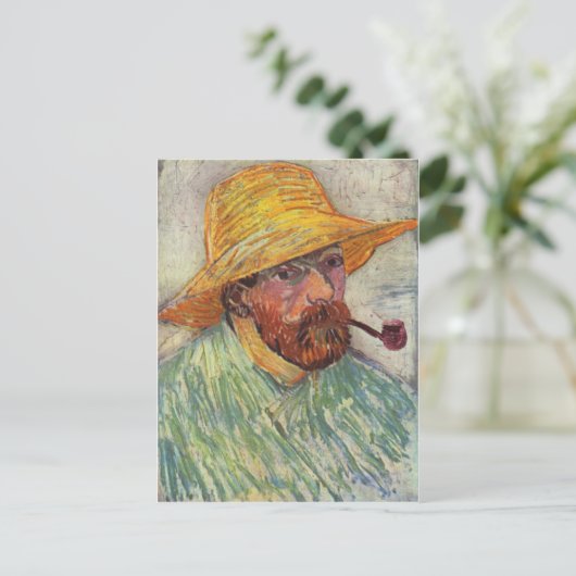 Vincent Van Gogh Self Portrait Pipe Postkarte (Stehend Vorderseite)
