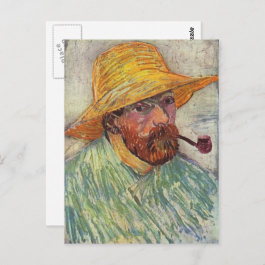 Vincent Van Gogh Self Portrait Pipe Postkarte (Vorne/Hinten)