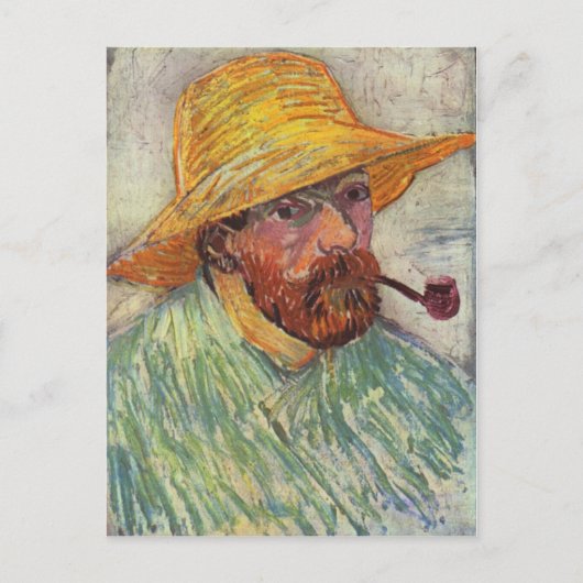 Vincent Van Gogh Self Portrait Pipe Postkarte (Vorderseite)