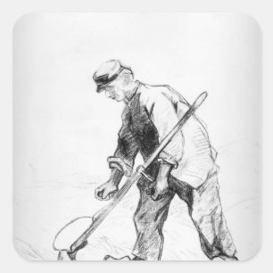 Vincent van Gogh   SENSENMANN Quadratischer Aufkleber