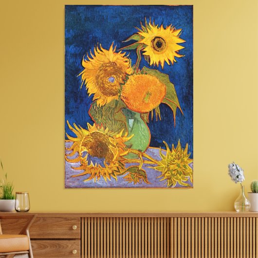 Vincent Van Gogh Six Sunflowers ummantelte Canvas Leinwanddruck (Insitu (Wohnzimmer))