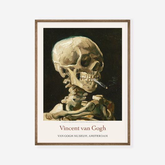 Vincent Van Gogh Skeleton Burning Cigarette Skull Poster