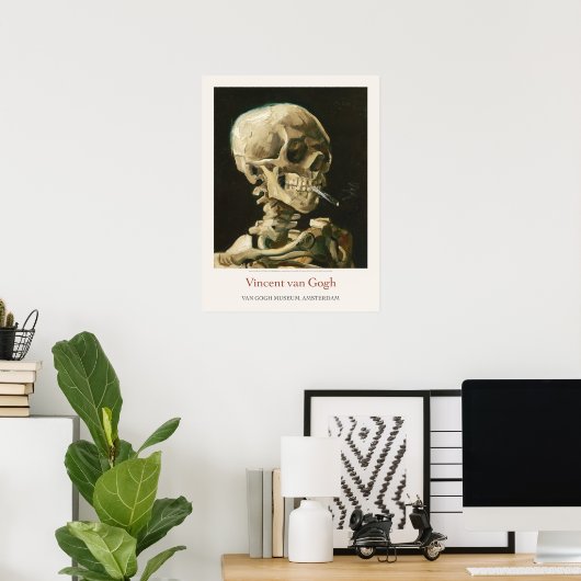 Vincent Van Gogh Skeleton Burning Cigarette Skull Poster (Heimbüro)