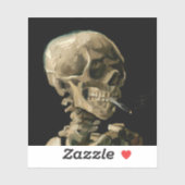 Vincent van Gogh - Skull mit brennender Zigarette Aufkleber (Blatt)