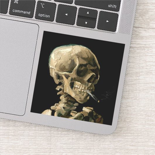 Vincent van Gogh - Skull mit brennender Zigarette Aufkleber (Detail)