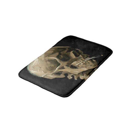 Vincent van Gogh - Skull mit brennender Zigarette Badematte (Schrägansicht)