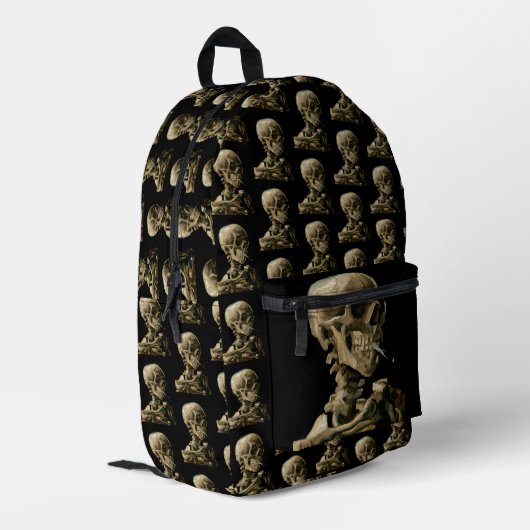 Vincent van Gogh - Skull mit brennender Zigarette Bedruckter Rucksack (Rückseitige Ecke links)
