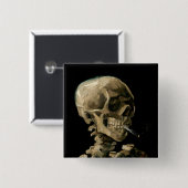 Vincent van Gogh - Skull mit brennender Zigarette Button (Vorne & Hinten)
