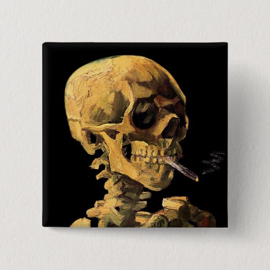 Vincent Van Gogh - Skull mit brennender Zigarette Button (Vorderseite)